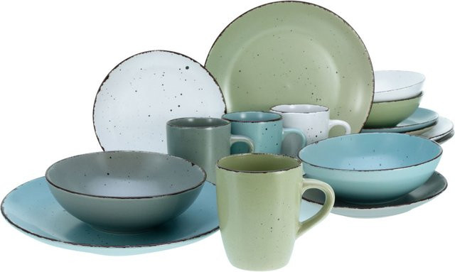 CreaTable Fashion Kombiservice 16-teilig aus Keramik in Mehrfarbig (Türkis, Grün, Beige, Weiß) - Bild 1