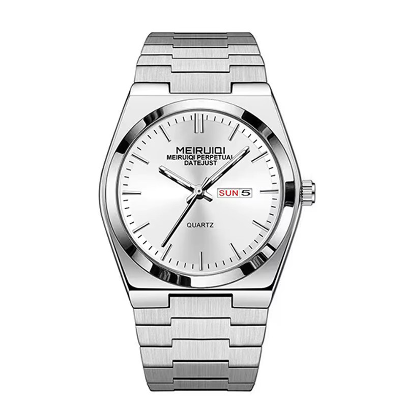 MEIRUIQI Armbanduhr Quarz, Edelstahl, Silber, Datum, Herren - Bild 7