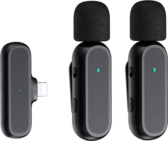 Onetrigger Kabelloses Clip-on-Mikrofonsystem für iOS, Lavalier-Mikrofon mit 20m Übertragungsreichweite, Schwarz - Bild 1
