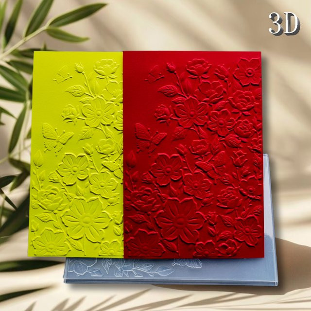 Ordner mit 3D-Reliefprägung für DIY-Sammelalben und Kartenherstellung mit Blumen- und Schmetterlingsmuster aus Kunststoff - Bild 1