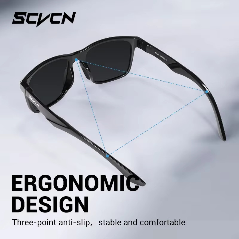 SCVCN Sonnenbrille, polarisiert, Vollrand, Kunststoff, Unisex, black - Bild 1