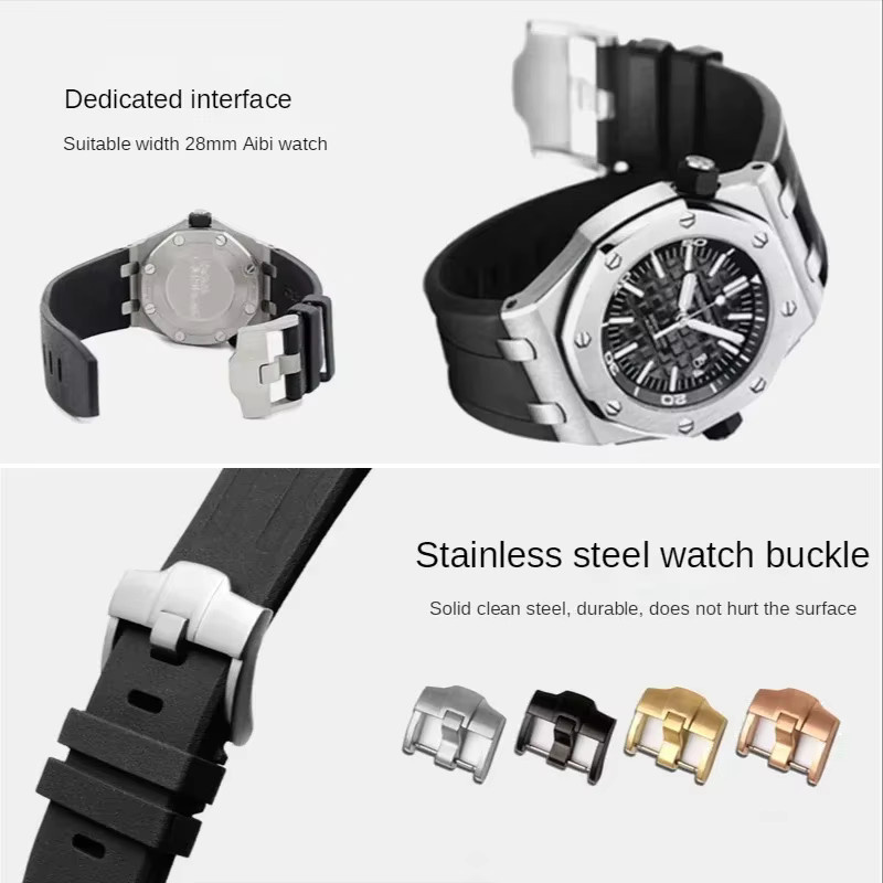 Audemars & Piguet Uhrenarmband, Silikon, Schwarz, 28 mm, Unisex - Bild 2