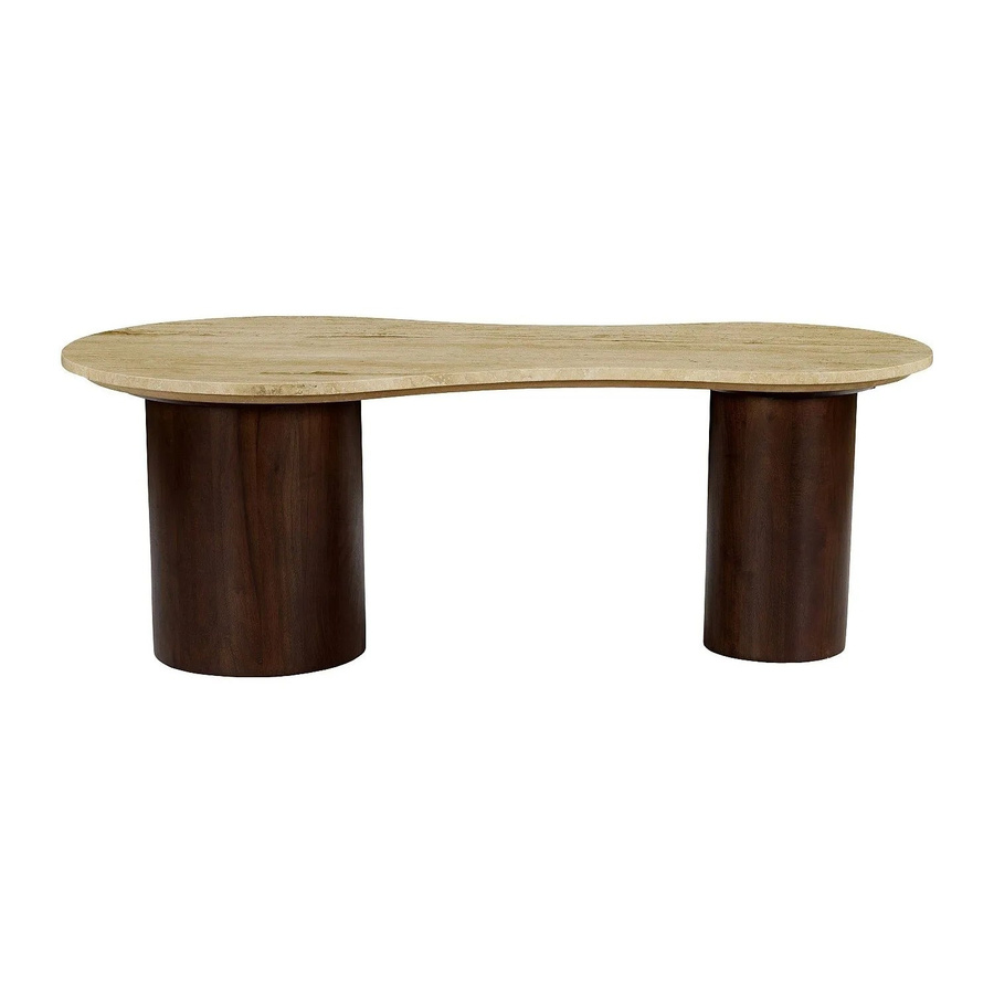 Couchtisch Surila von Vente-unique in Beige mit ovaler Form und Akazienholz-Design, Breite: 121 cm - Bild 2