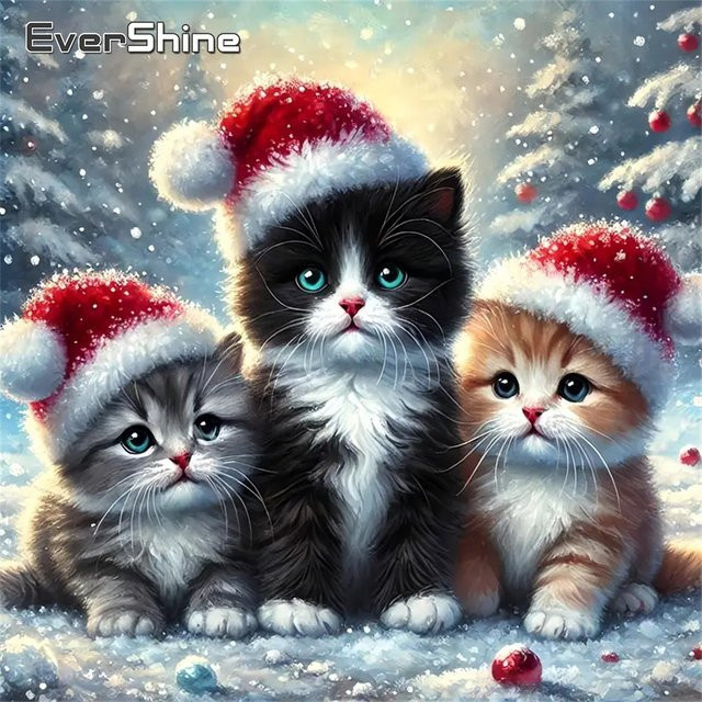 Evershine Diamantstickerei Katze DIY Malset mit runden Acryl-Steinen in Multicolour, B/B/B: 20 x 20 x 20 cm - Bild 1