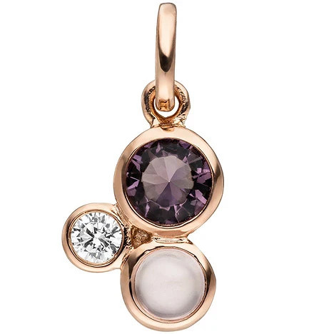 Colfem Anhänger 925 Silber, Roségold vergoldet, Zirkonia, Kristall, Unisex - Bild 1