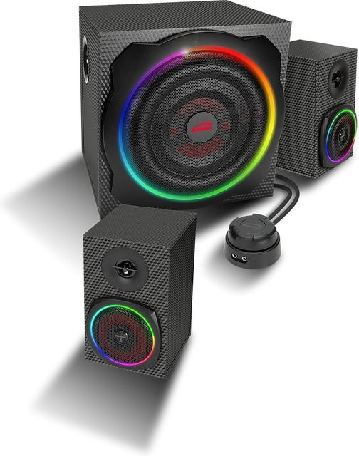 Speedlink Gravity Carbon RGB 2.1 Multimedia-Lautsprecher mit Bluetooth und 60W Leistung, Schwarz - Bild 2