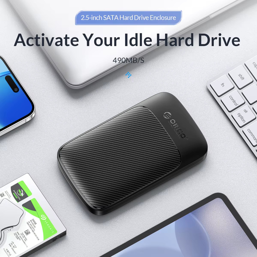 ORICO Externes 2,5 Zoll Festplattengehäuse USB-C zu SATA III für HDD und SSD, Schwarz - Bild 2