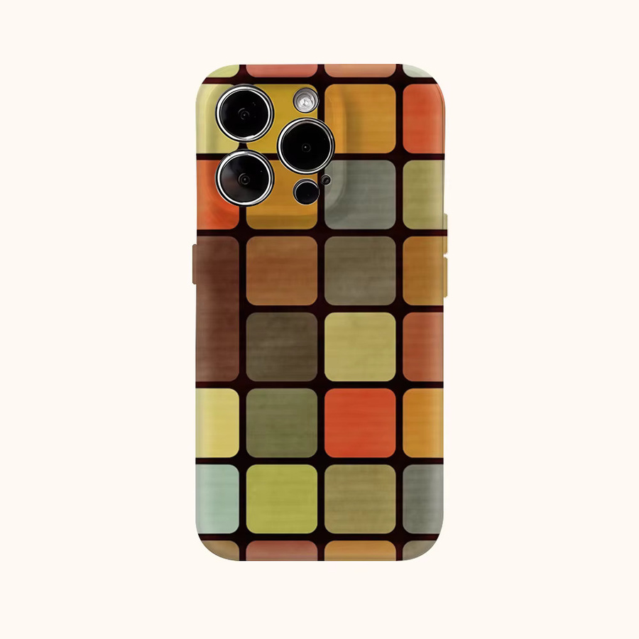 Potdemiel iPhone Hülle mit Farbblock-Mosaik-Retro-Design in Multicolour für iPhone 17 Pro Max bis iPhone 11 mit doppelschichtiger Rückseite - Bild 2