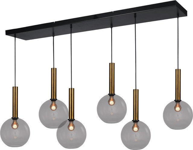 Masterlight Bella 2 Pendelleuchte 6-flammig in Rauchgrau und Messing antik mit Glas-Elementen - Bild 1