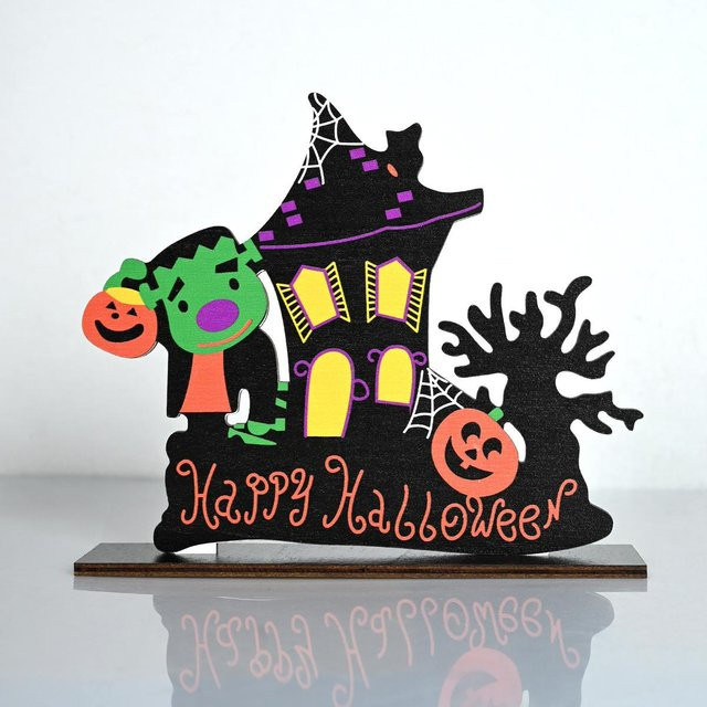 WTEMPO Halloween Holzornamente für die Desktop-Dekoration in Mehrfarbig - Bild 1