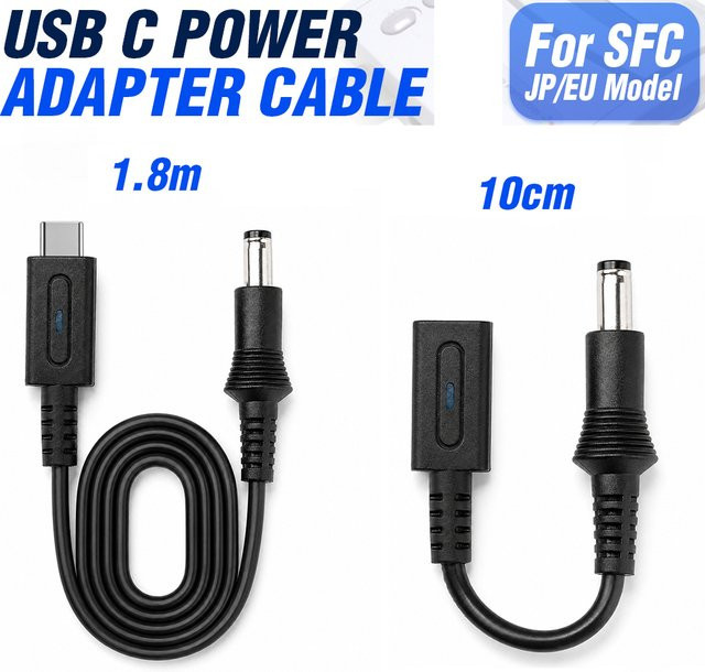 LinkRetro PD 9V USB-C zu DC Stromkabel Ladeadapter für Retro Konsolen wie Famicom, SFC, MD1, Genesis1 und PC Engine Game Gear in Schwarz - Bild 1