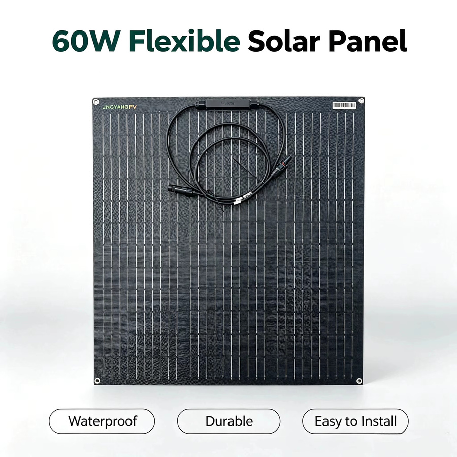 JINGYANGPV Flexibles ETFE Solarpanel 60W 18V mit Mono-Solarzellen und 25% Wirkungsgrad in Schwarz für Wohnmobil, Boot und Camping - Bild 4
