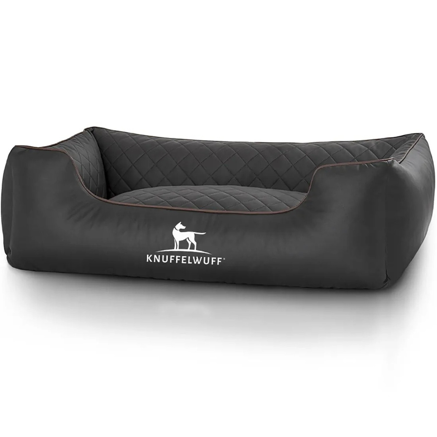 Knuffelwuff Hundebett Milan Sofa aus Kunstleder in Schwarz, Größe M-L, Breite: 85 cm, Tiefe: 63 cm - Bild 2