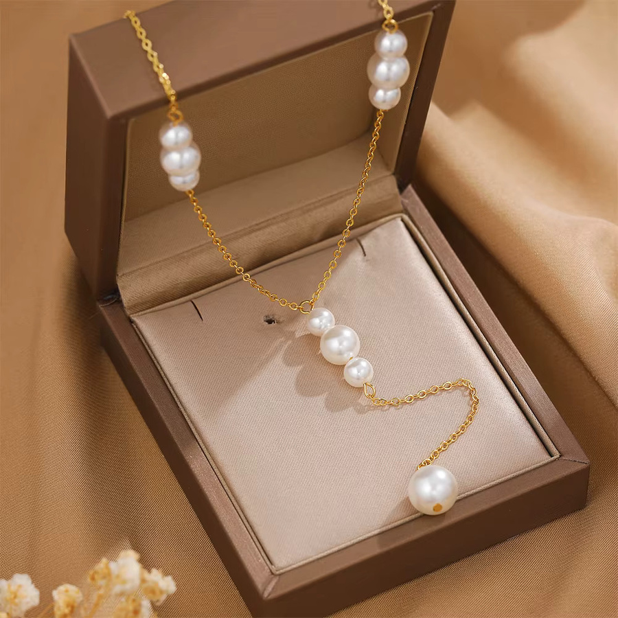 Erpels Halskette Edelstahl, Perle, Gold - Bild 3