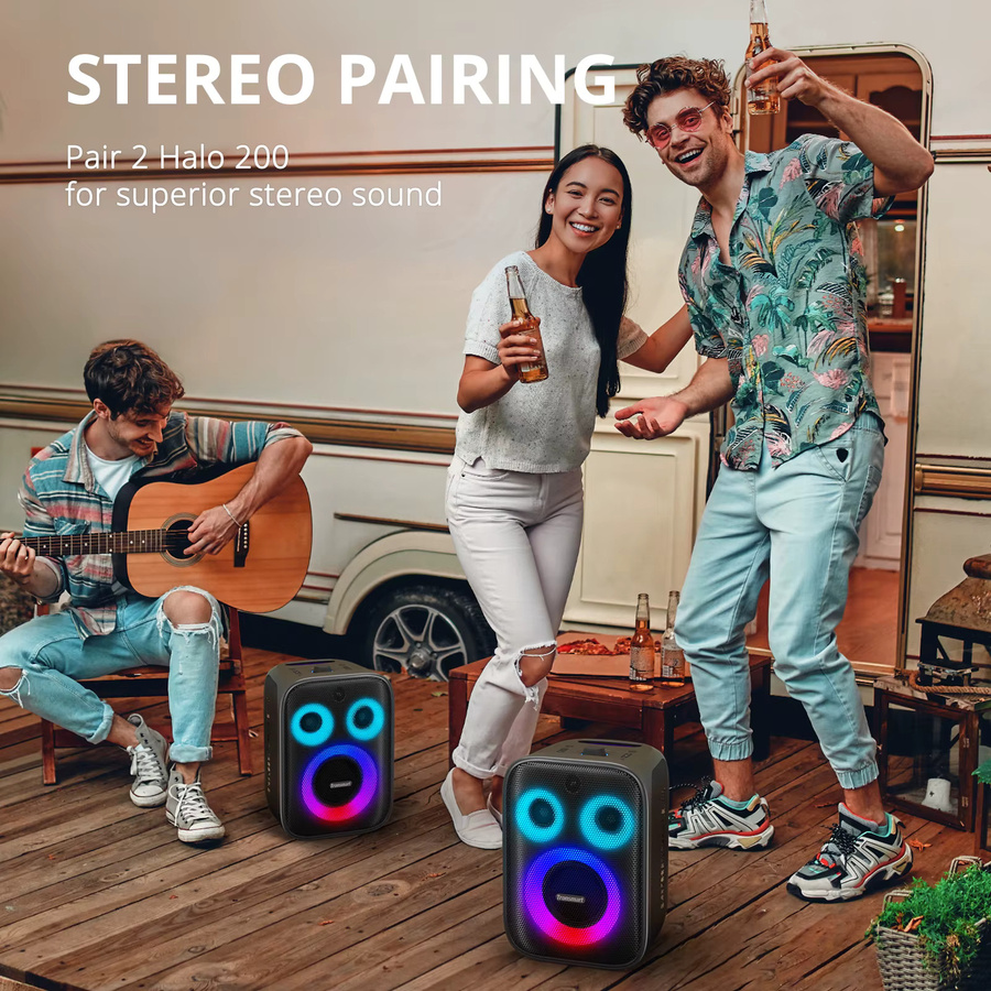 Tronsmart Halo 200 Bluetooth-Party-Lautsprecher in Schwarz mit 3-Wege-Soundsystem, Tiefbass, kabelgebundenem Mikrofon und Gitarreneingang sowie App-Steuerung - Bild 5