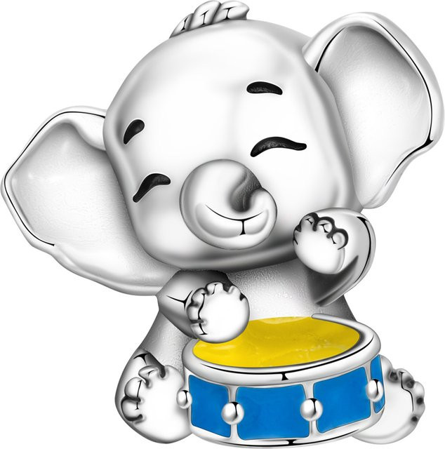 CYCUFF Anhänger Grüner Trommelnd-Elefant, 925 Silber - Bild 1