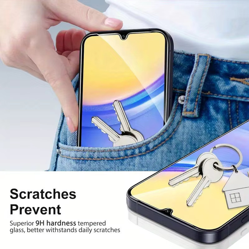 4er-Pack Sichtschutz Displayschutzfolie aus gehärtetem Glas für Samsung Galaxy A15 4G und A15 5G, transparent, stoßfest und bruchsicher - Bild 4