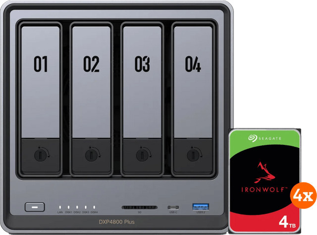 UGREEN NASync DXP4800 Plus NAS-System in Grau mit 4 Seagate Ironwolf 4TB Festplatten - Bild 1