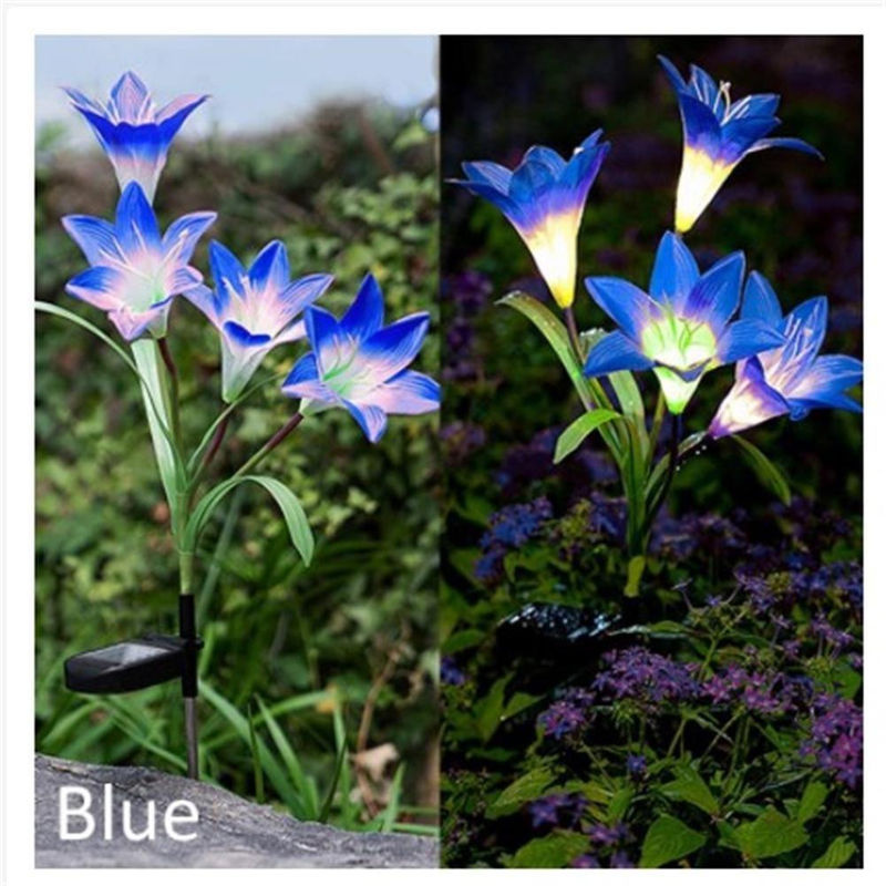 Solar Lily Bodenleuchte von yuyongzhi in Violett, wasserdichte Solar-Gartenleuchten in Blumenform - Bild 8
