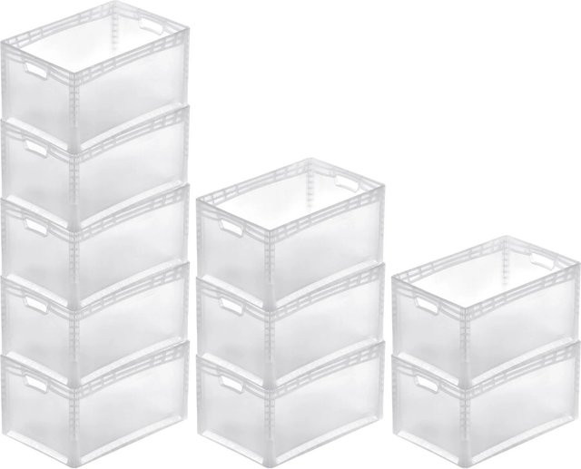 PROREGAL SparSet 10x Transparente Eurobehälter LightLine Transportboxen mit offenem Griff, H: 32 cm, B: 40 cm, T: 60 cm - Bild 1