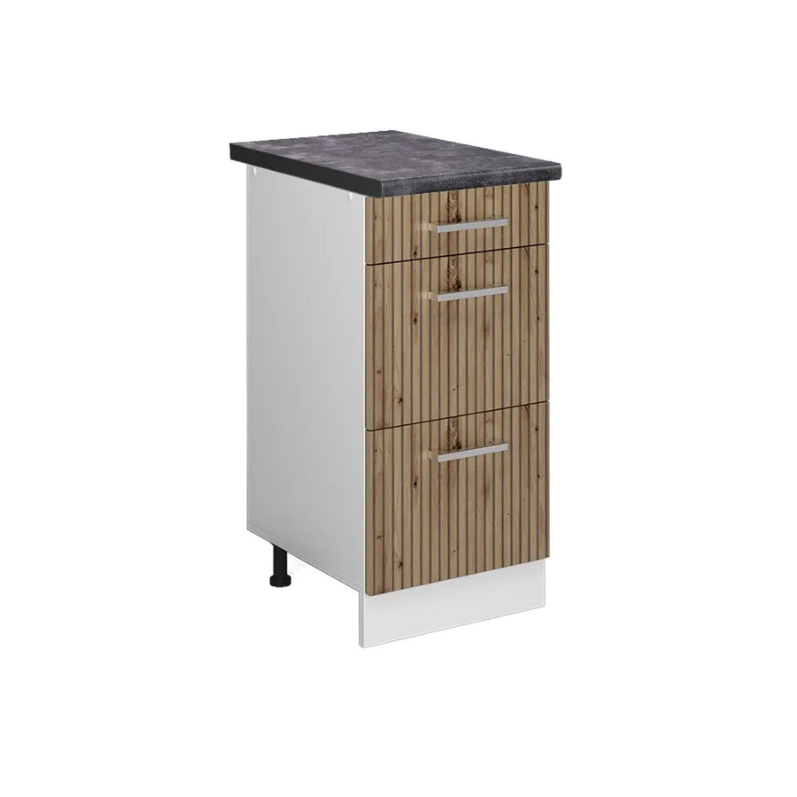 Vicco Küchenunterschrank R-Line Artisan-Eiche/Weiß mit Schubladen und Türen, Farbe: Anthrazit/Weiß/Eiche, B/T/H: 40 x 60 x 81,6 cm - Bild 2