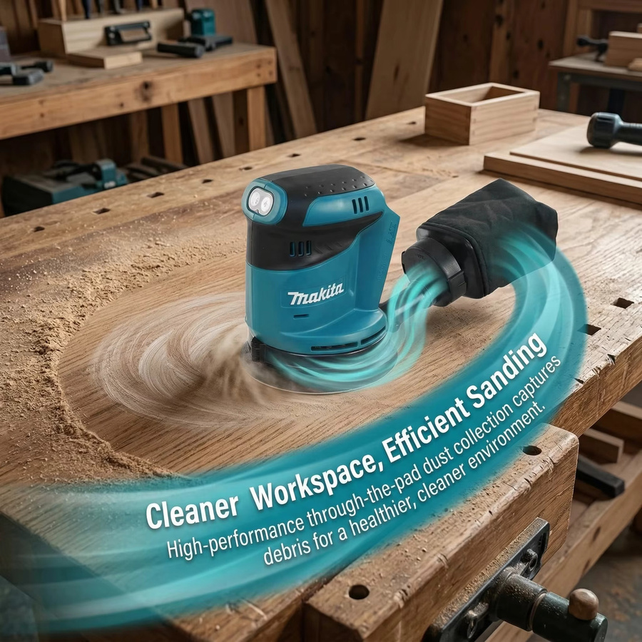 Makita DBO180Z 18V LXT Bürstenloser Akku-Exzenterschleifer für Holzbearbeitung, Schleifen und Polieren in Petrol - Bild 4