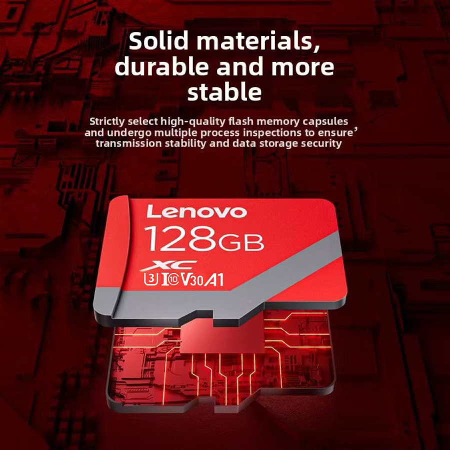 Lenovo Micro SD-Karte Klasse 10 SDXC U3 4K TF-Karte für Dashcam, Handy, Drohne und Laptop in Rot - Bild 2