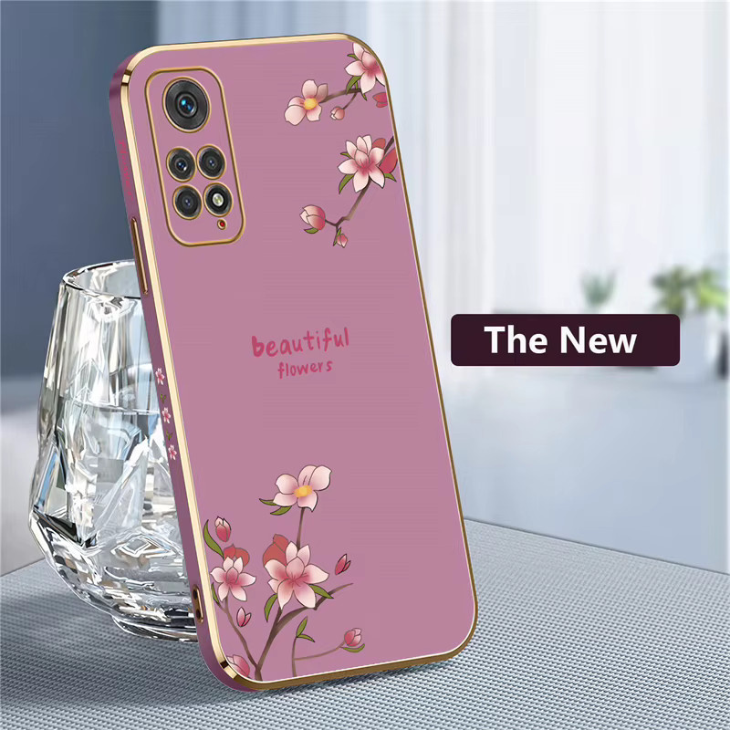 Luxus Silikon Handyhülle mit Blumenmuster für Xiaomi Redmi Note 11 10 8 9 Pro 9s 12 Turbo und iPhone 13 12 Pro Plus, stoßfest, in Schwarz oder Pink - Bild 2