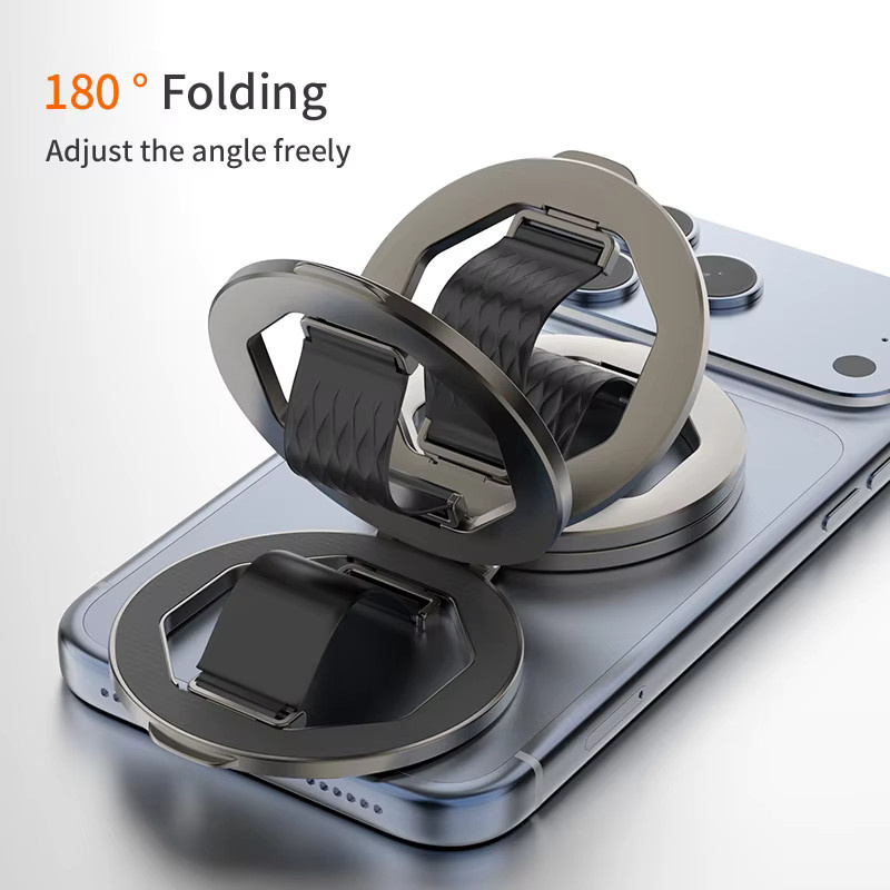 QGhappy Magnetischer Handyhalter für MagSafe, faltbarer und tragbarer Fingerring-Ständer in Silber, kompatibel mit iPhone und Samsung - Bild 3