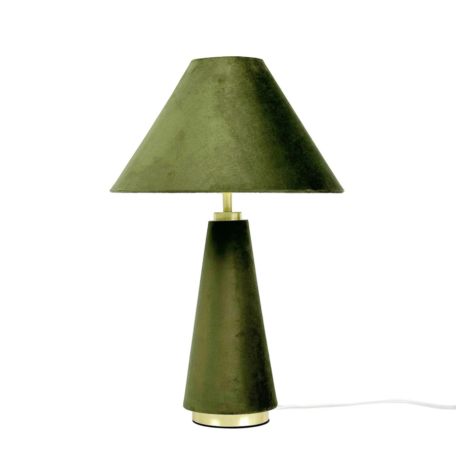 Relaxdays Tischlampe aus Samt und Eisen in Gold mit konischem Schirm und Kippschalter, Höhe: 47 cm, Breite: 30 cm, Tiefe: 30 cm - Bild 2