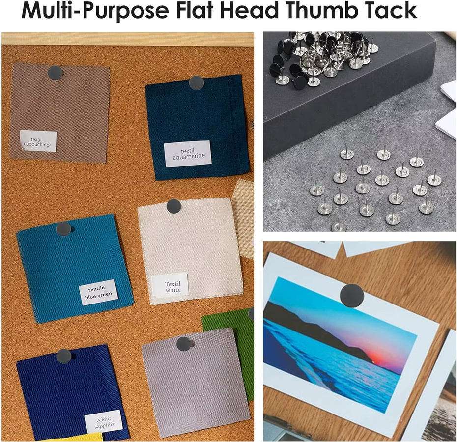 Schwarze Metall-Push-Pins mit Rundkopf und Aufbewahrungsbox für Pinnwand und Büro, 38 Stück - Bild 5