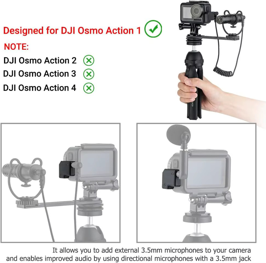 JJC USB-C auf 3,5-mm-Mikrofonadapter für DJI Osmo Action 1, Audio-Adapter in Schwarz - Bild 3