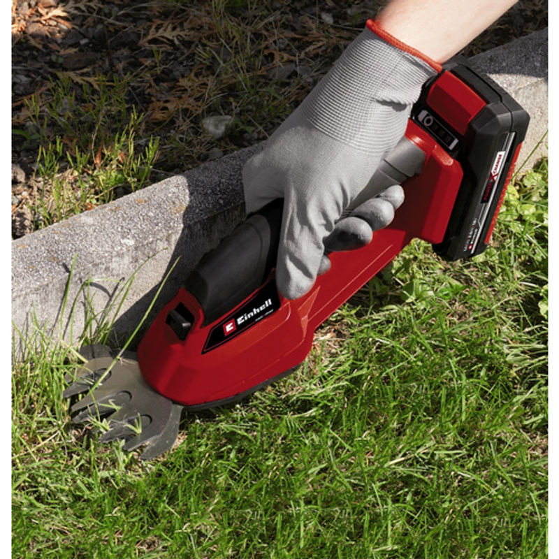 Einhell Power X-Change Akku-Gras- und Strauchschere GC-CG 18 Li-Solo in Rot/Schwarz mit laser-cut Grasschneideblatt aus Metall - Bild 5