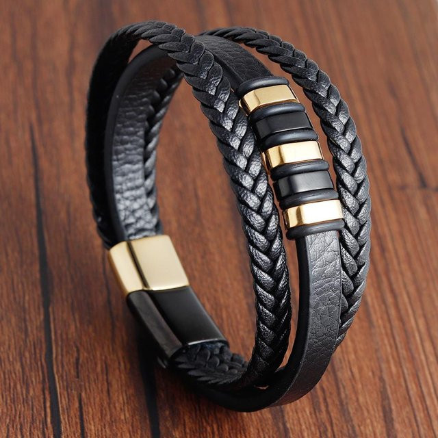 Fashion Maker 2 Armband, geflochtenes Seil, Edelstahl, Leder, 21cm, Herren - Bild 1