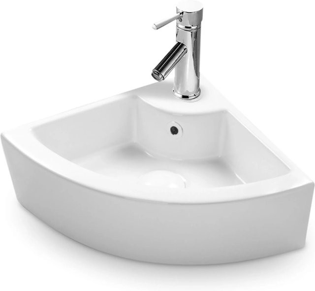 Stilform Eck Keramik Waschbecken für Gäste WC, Weiß, B: 46 cm, T: 32 cm, H: 12,8 cm - Bild 1