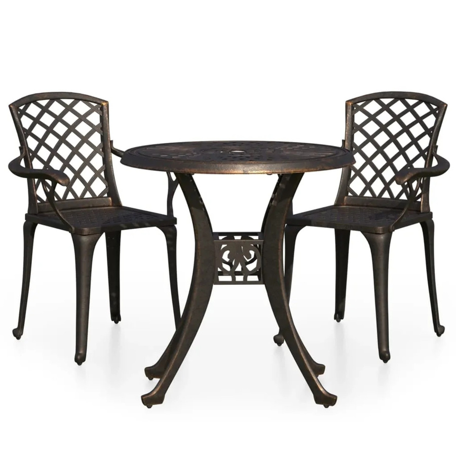 vidaXL 3-teiliges Bistro-Set aus Aluminiumguss in Bronze für Garten und Außenbereich - Bild 2