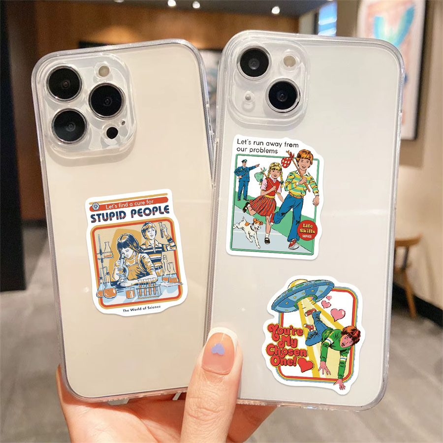 50 Stück MRJIAANGSON Retro Graffiti Aufkleber mit amerikanischem Humor, wasserfeste DIY Sticker für Laptop, Telefon und Koffer, Mehrfarbig - Bild 3