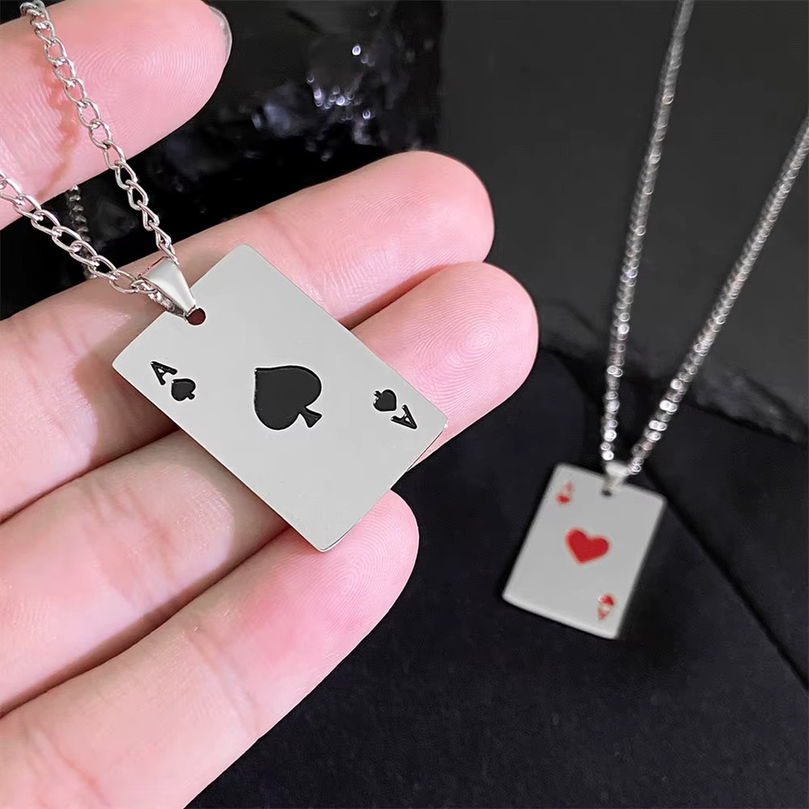 ZRM Halskette Poker Karte Anhänger, Silber, Unisex, Punk - Bild 2