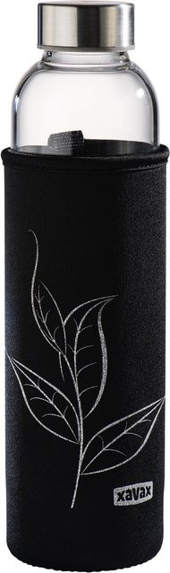 XavaX Glas-Trinkflasche mit Sieb und Neoprenhülle, Schwarz, 500 ml - Bild 1