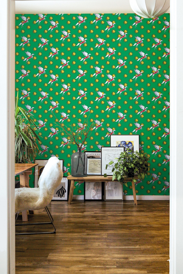 Jannelli & Volpi Tapete Pegaso 22518 grün Vinyl mit Tier- und Floral-Design für das Kinderzimmer - Bild 1