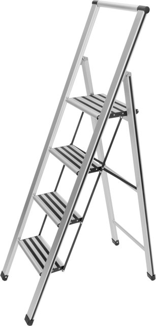 WENKO Alu-Design Klapptrittleiter 4-stufig in Silber - Bild 1