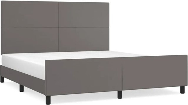 vidaXL Bettgestell mit Kopfteil in Grau aus Kunstleder, B/T/H: 180 x 200 x 118 cm - Bild 1