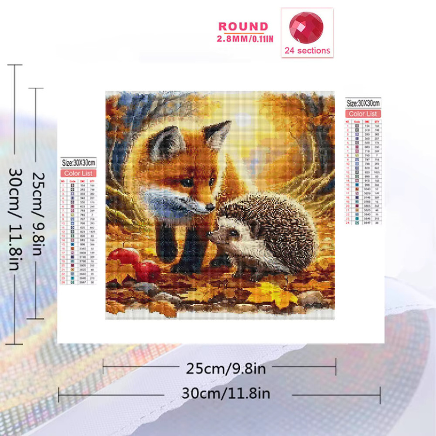YUTTEE Diamant Malerei Fuchs Tier, Mosaik Stickerei, bunt, round - Bild 2