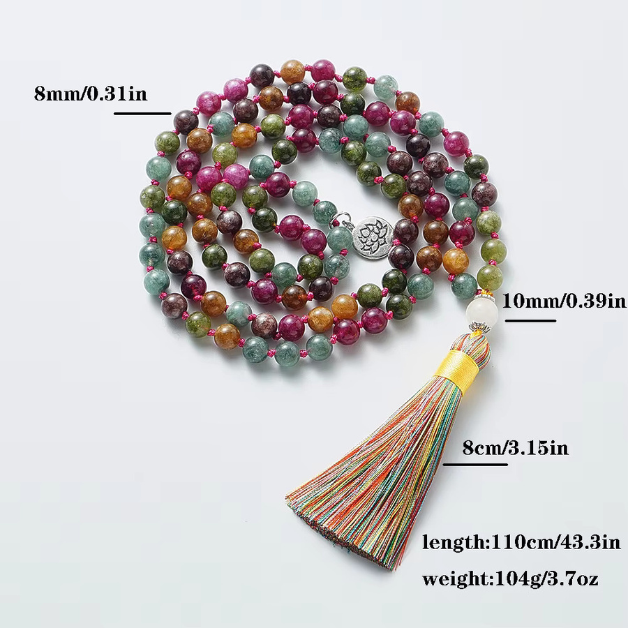 Perlenkette Turmalin, Bunt, 8mm, Unisex - Bild 2