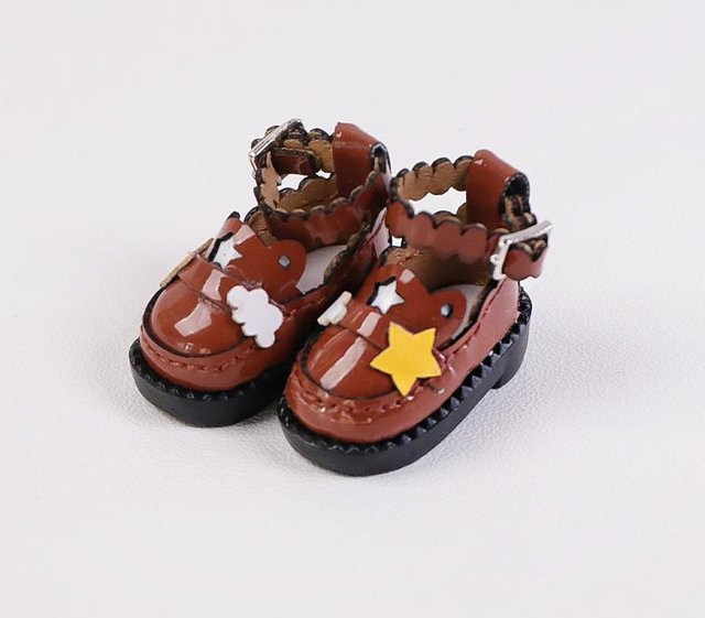 Yiran toy 1 Puppenzubehör Wolken und Sterne Schuhe braun 2-teiliges Set - Bild 1
