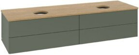 V&B Waschtischunterschrank Antao ohne Frontstruktur in Eiche Honig mit Lackierung in Grau Grün B: 160 cm, T: 50 cm - Bild 1