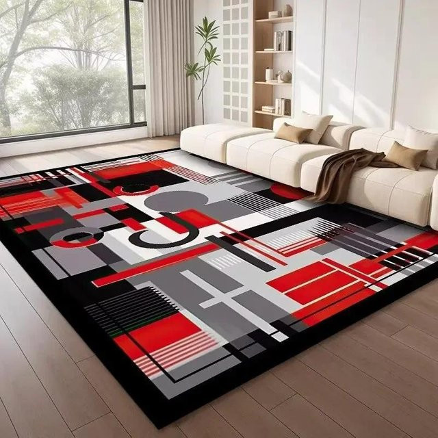 Lodestar Wohnzimmerteppich im modernen abstrakten Design, Waschbarer Teppich mit geometrischem Muster, Rutschfest und Fleckenabweisend, B/T: 120 x 80 cm - Bild 1