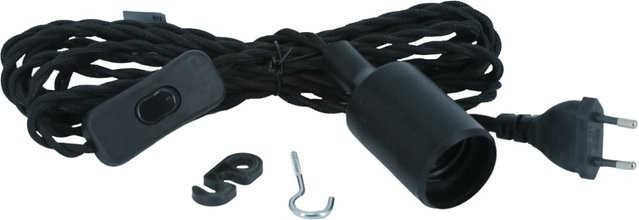 Venso Parus Helix E27 Lampenfassung mit 4m Textilkabel in Schwarz - Bild 1