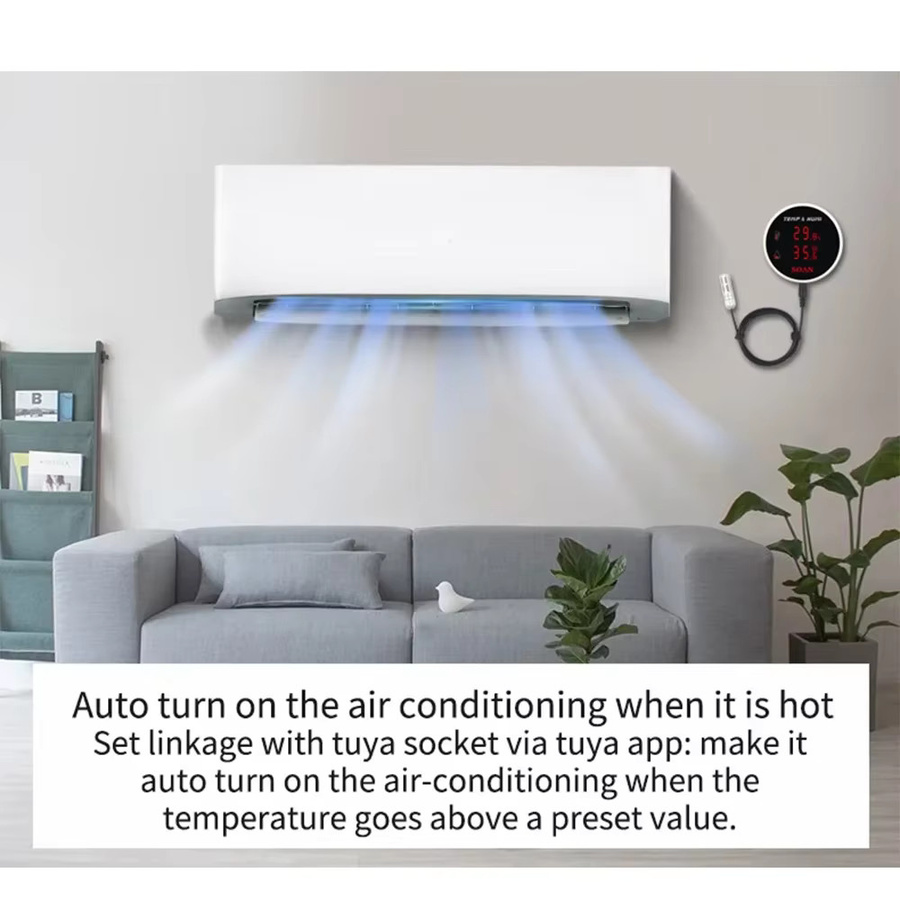 Haozee Tuya Smart Zigbee Hygrometer-Thermometer mit externer Temperatur und App-Steuerung, Schwarz - Bild 3