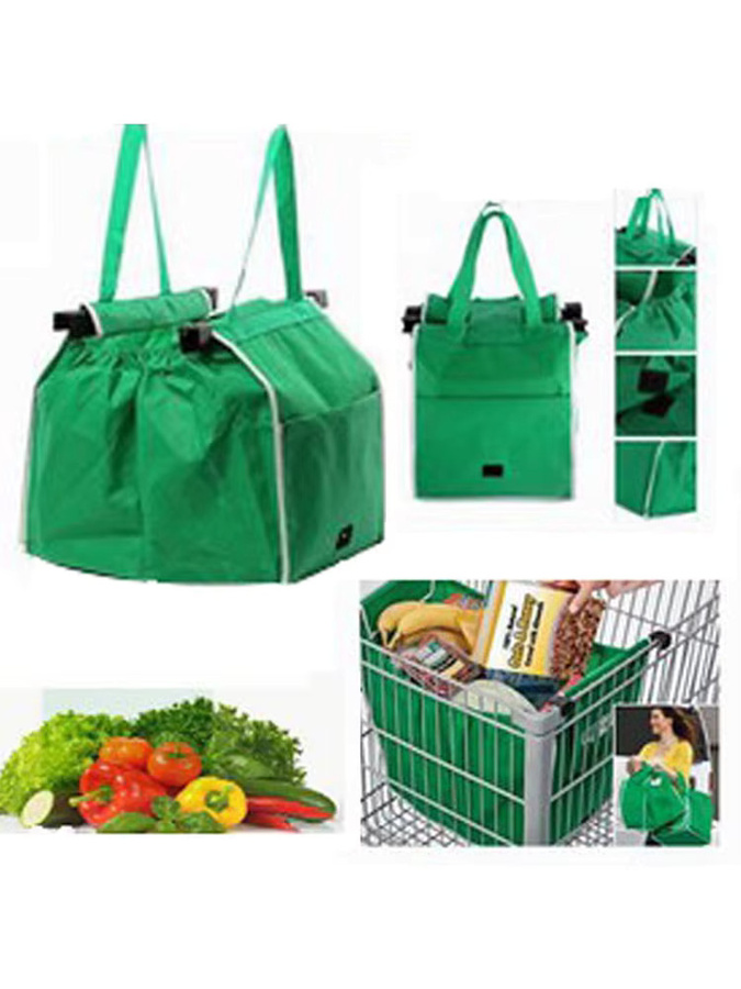 ieniaW Parque Umweltfreundliche Trolley-Tasche in Grün, faltbare und wiederverwendbare Supermarkt-Einkaufstasche mit großem Fassungsvermögen, B/H/T: 45,0 x 38,0 x 0 cm - Bild 5